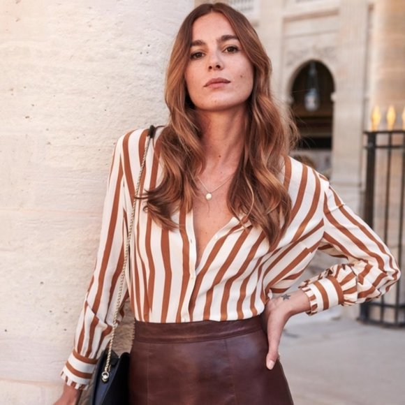 Sezane Tops - Sezane Cuzco Silk Blouse Ruffle details 38/6